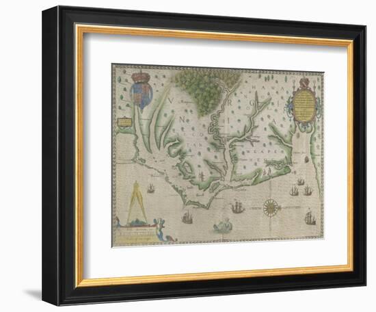 White-De Bry Map Of Virginia-John White-Framed Giclee Print