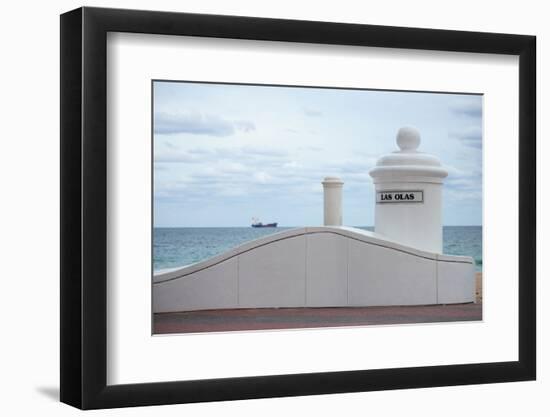 White decorative columns at Las Olas Beach in Fort Lauderdale, Broward County, Florida, USA-null-Framed Photographic Print