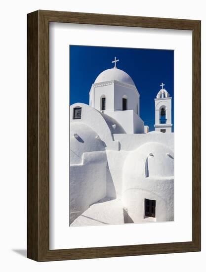 White domed church and blue sky, Santorini, Cyclades-Ed Hasler-Framed Photographic Print