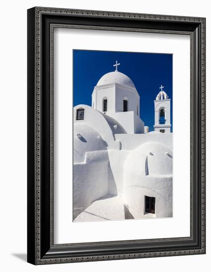 White domed church and blue sky, Santorini, Cyclades-Ed Hasler-Framed Photographic Print