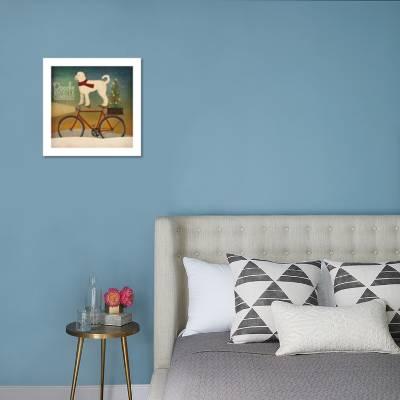 White Doodle On Bike Christmas Art Print Ryan Fowler Art Com