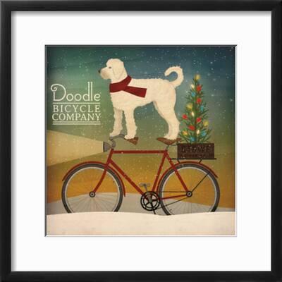 White Doodle On Bike Christmas Art Print Ryan Fowler Art Com