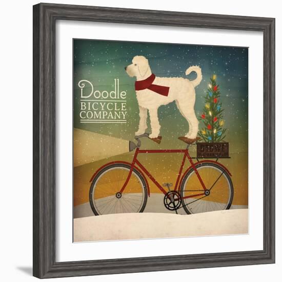 White Doodle on Bike Christmas-Ryan Fowler-Framed Premium Giclee Print