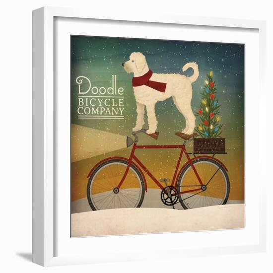 White Doodle on Bike Christmas-Ryan Fowler-Framed Premium Giclee Print