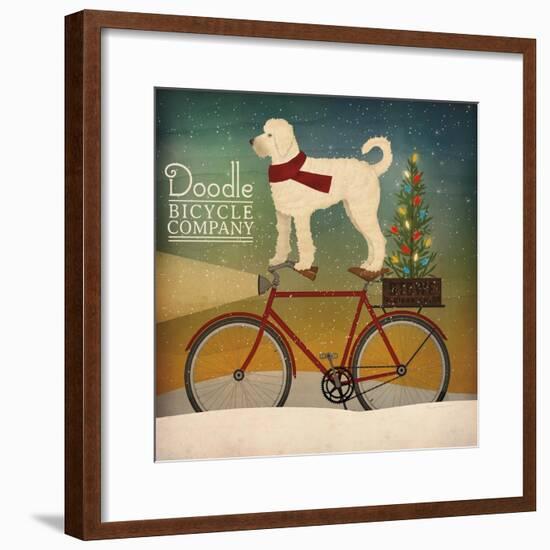 White Doodle on Bike Christmas-Ryan Fowler-Framed Premium Giclee Print