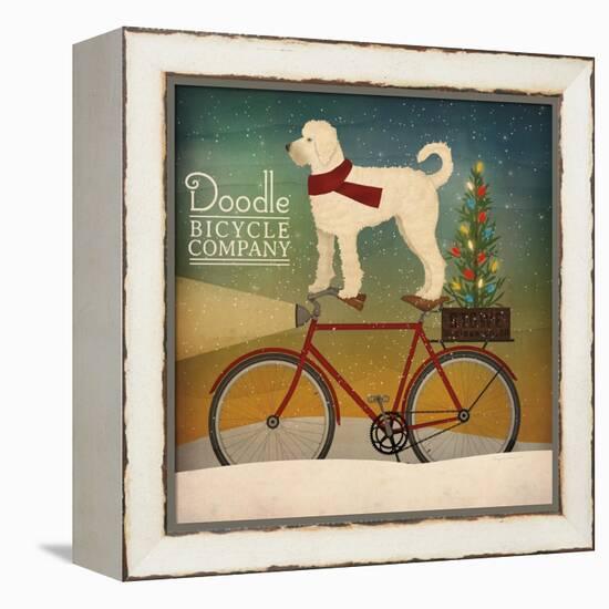 White Doodle on Bike Christmas-Ryan Fowler-Framed Stretched Canvas