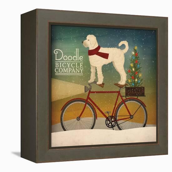 White Doodle on Bike Christmas-Ryan Fowler-Framed Stretched Canvas