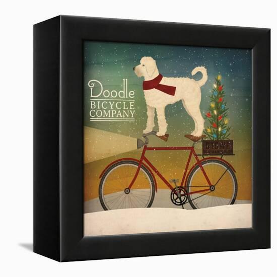 White Doodle on Bike Christmas-Ryan Fowler-Framed Stretched Canvas