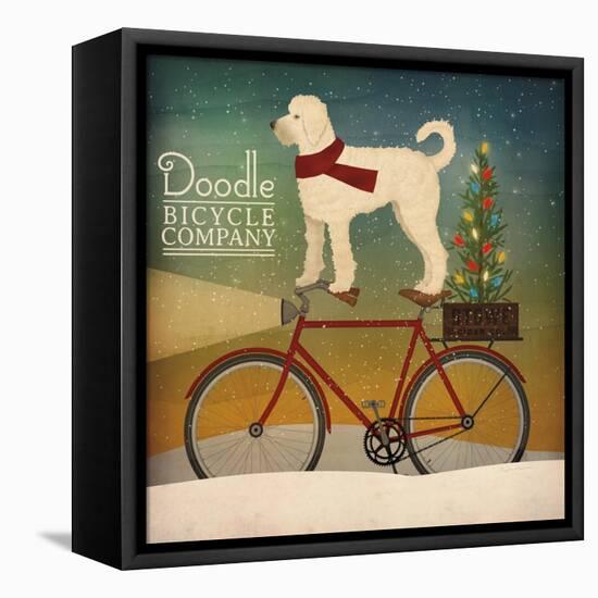 White Doodle on Bike Christmas-Ryan Fowler-Framed Stretched Canvas