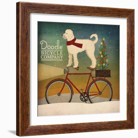 White Doodle on Bike Christmas-Ryan Fowler-Framed Art Print