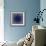 White Dots on Blue Background. Abstract Radial Gradient, Circle Halftone Dots, White Dotwork Engrav-Rainbow Nima-Framed Premium Giclee Print displayed on a wall