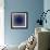 White Dots on Blue Background. Abstract Radial Gradient, Circle Halftone Dots, White Dotwork Engrav-Rainbow Nima-Framed Premium Giclee Print displayed on a wall