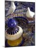 White Doves in Plaza Tiled Fountain, Sevilla, Spain-John & Lisa Merrill-Mounted Photographic Print