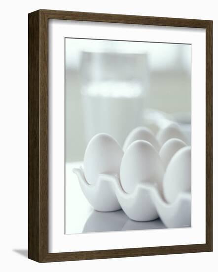 White Eggs in an Egg Holder-Alena Hrbkova-Framed Photographic Print