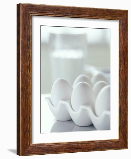 White Eggs in an Egg Holder-Alena Hrbkova-Framed Photographic Print