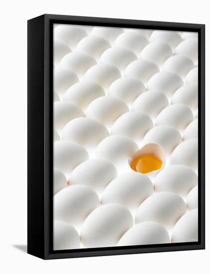 White Eggs, Lying on Their Sides, One Opened-Klaus Arras-Framed Premier Image Canvas