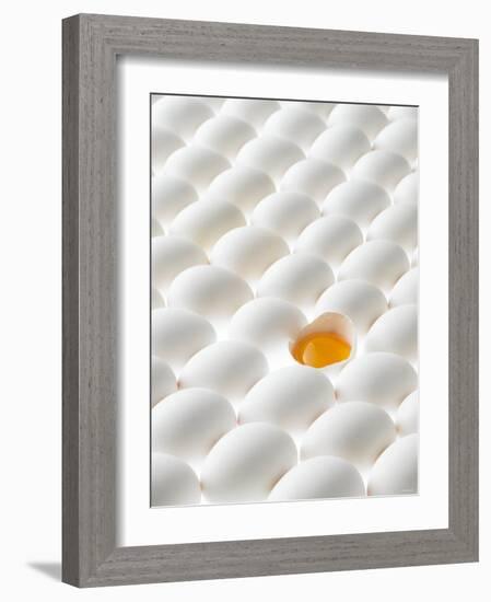 White Eggs, Lying on Their Sides, One Opened-Klaus Arras-Framed Photographic Print