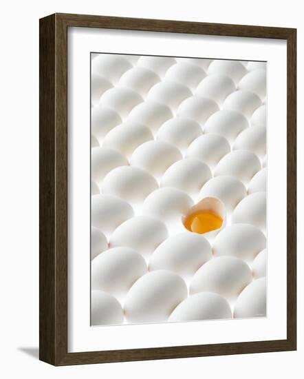 White Eggs, Lying on Their Sides, One Opened-Klaus Arras-Framed Photographic Print