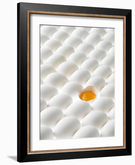 White Eggs, Lying on Their Sides, One Opened-Klaus Arras-Framed Photographic Print