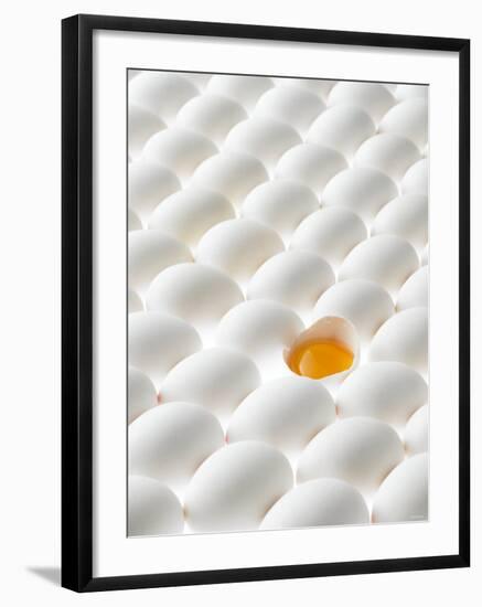 White Eggs, Lying on Their Sides, One Opened-Klaus Arras-Framed Photographic Print