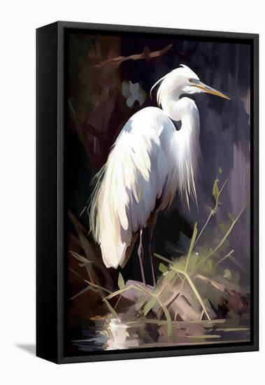 White Egret I-Vivienne Dupont-Framed Stretched Canvas