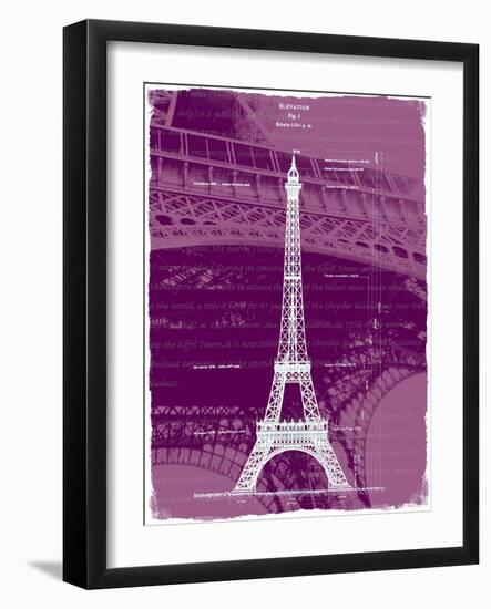 White Eiffel Tower Paris in Rosy-Victoria Hues-Framed Giclee Print