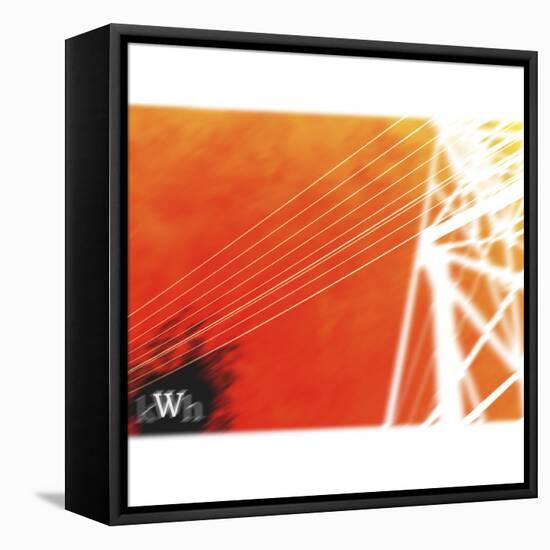White Electrical Wires Against Orange Sky-null-Framed Premier Image Canvas