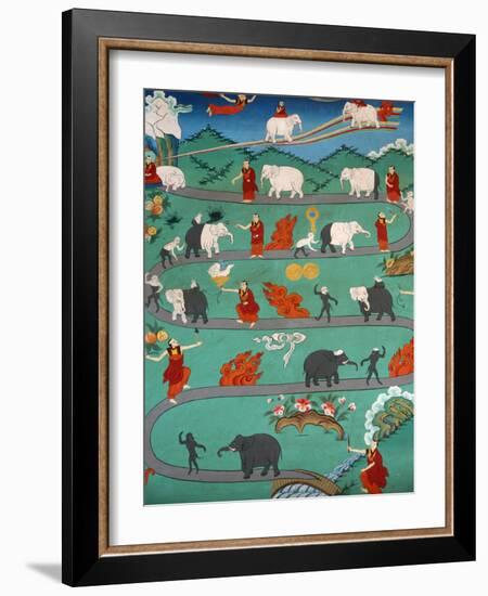 White Elephant Tale at Kopan Monastery, Kathmandu, Nepal, Asia-Godong-Framed Photographic Print