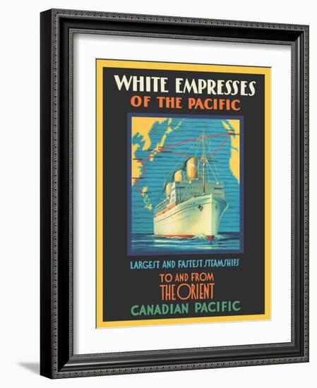 White Empress of the Pacific To And From The Orient - Canadian Pacific, Vintage Travel Poster, 1930-Pacifica Island Art-Framed Art Print