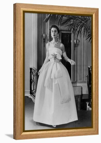 White Evening Dress by Dior, February 1958-null-Framed Stretched Canvas
