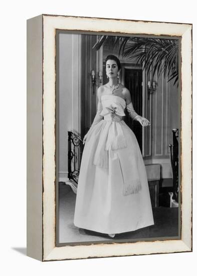 White Evening Dress by Dior, February 1958-null-Framed Stretched Canvas