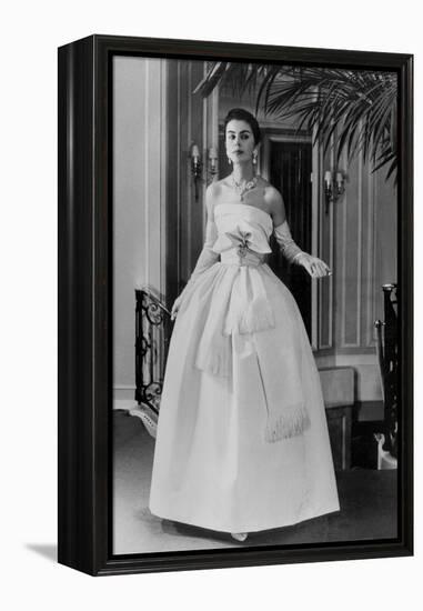 White Evening Dress by Dior, February 1958-null-Framed Stretched Canvas