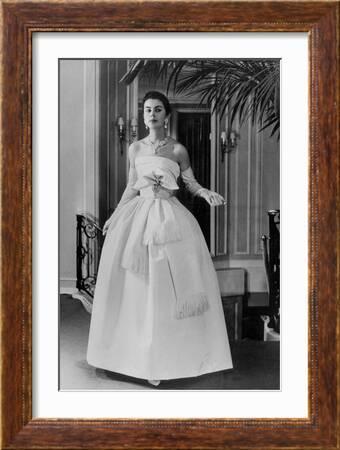 White Evening Dress by Dior, February 1958' Photo