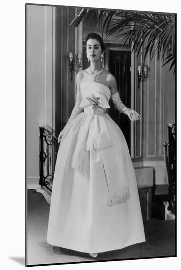 White Evening Dress by Dior, February 1958-null-Mounted Photo