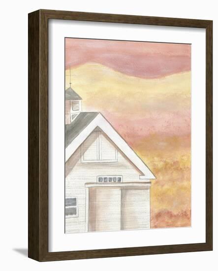 White Farmhouse Barn Autumn-Cheryl Bartley-Framed Giclee Print