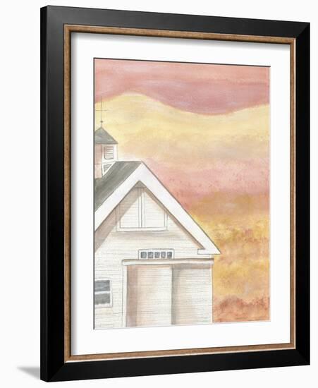 White Farmhouse Barn Autumn-Cheryl Bartley-Framed Giclee Print