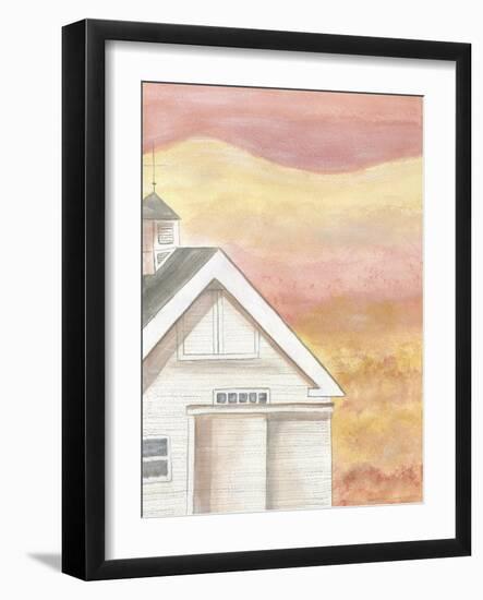 White Farmhouse Barn Autumn-Cheryl Bartley-Framed Giclee Print