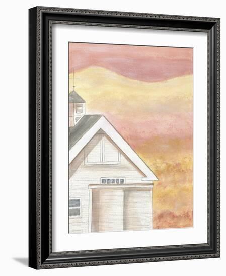 White Farmhouse Barn Autumn-Cheryl Bartley-Framed Giclee Print