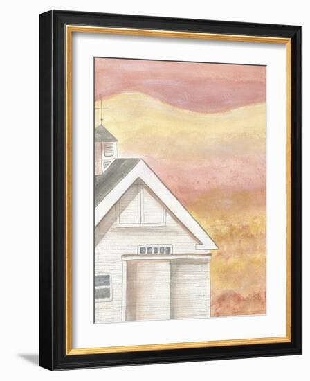 White Farmhouse Barn Autumn-Cheryl Bartley-Framed Giclee Print