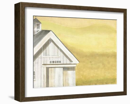 White Farmhouse Barn Golden Fields-Cheryl Bartley-Framed Giclee Print