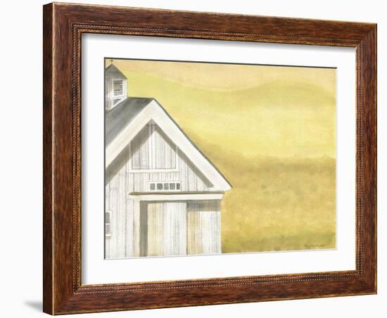 White Farmhouse Barn Golden Fields-Cheryl Bartley-Framed Giclee Print