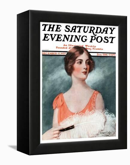 "White Feathered Fan," Saturday Evening Post Cover, December 12, 1925-William Haskell Coffin-Framed Premier Image Canvas