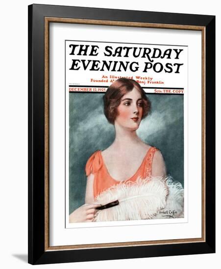 "White Feathered Fan," Saturday Evening Post Cover, December 12, 1925-William Haskell Coffin-Framed Giclee Print