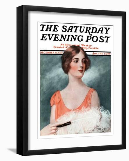 "White Feathered Fan," Saturday Evening Post Cover, December 12, 1925-William Haskell Coffin-Framed Giclee Print