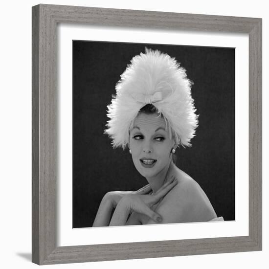 White Feathered Hat, 1960s-John French-Framed Giclee Print