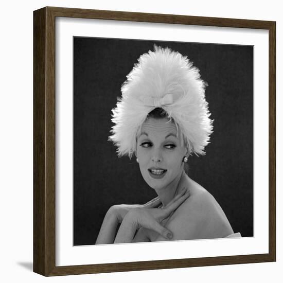 White Feathered Hat, 1960s-John French-Framed Giclee Print