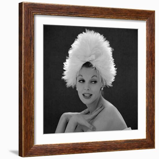 White Feathered Hat, 1960s-John French-Framed Giclee Print