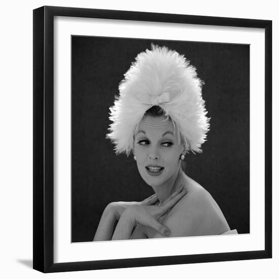 White Feathered Hat, 1960s-John French-Framed Giclee Print