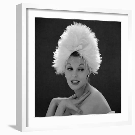 White Feathered Hat, 1960s-John French-Framed Giclee Print