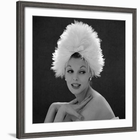 White Feathered Hat, 1960s-John French-Framed Giclee Print